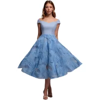 Midi Kleid im A-Linien-Schnitt aus strukturierter Mousseline und Scuba für Damen Goddiva