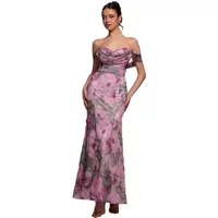 Dame Jacquard Chiffon Kleid Goddiva Maxi