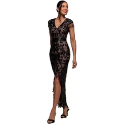 Women's Dress Goddiva Sequin Tassel Midaxi