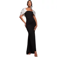 Offshoulder Kleid mit kontrastierenden Schleifen Damen Goddiva Scuba