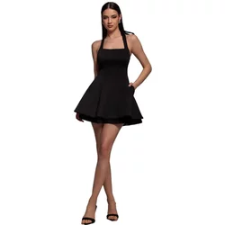 Mini Backless Ruffle T-Shirt Dress With Organza Bow Women Goddiva