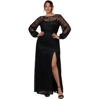 Enganliegendes Kleid mit langen Ärmeln, Damen Goddiva Maxi