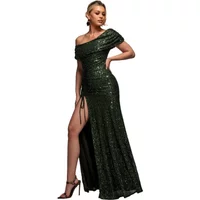 Langes Kleid mit schulterfreiem Design und Kordelzug für Damen Goddiva