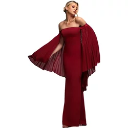 Maxi Bustier Dress With Pleated Chiffon Cape Women Goddiva