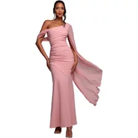 Asymmetrisches Chiffon- und Scuba-Kleid Damen Goddiva Maxi