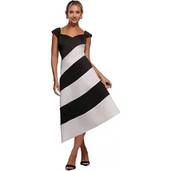 Asymmetrical Striped Dress Women Goddiva Midi
