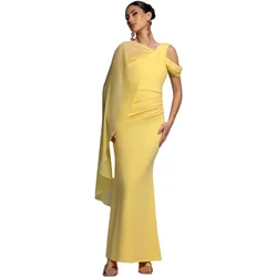 Asymmetrical Chiffon Crepe Dress Women Goddiva Maxi