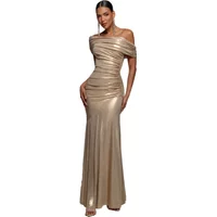 Asymmetrisches Bardot-Kleid Damen Goddiva Maxi
