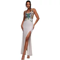 Schulterfreie Kleid mit Pailletten für Damen Goddiva Maxi