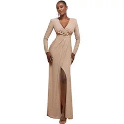 Lurex Wrap Dress For Women Goddiva Maxi