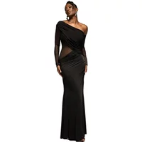 Asymmetrisches Kleid mit gerafftem Drapée-Kragen Damen Goddiva Maxi