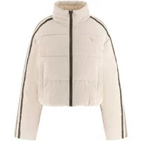 Womenโs contrasting stripe puffer jacket Guess