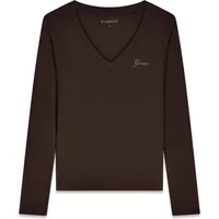 Langarmshirt mit V-Ausschnitt und Mini-Logo für Frauen Guess