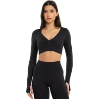 Long Sleeve Tops Women Gym Glamour Seamless open back