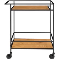 Bar trolley met 2 planken in eiken-look en zwarte poten House Nordic Vita