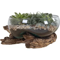 Teak wood and glass vase, nature House Nordic San Marino