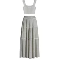 Striped lyocell skirt set for women Ikikiz