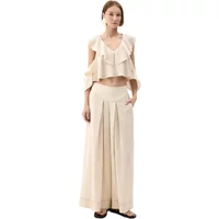 Natural linen palazzo trousers for women Ikikiz