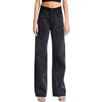 Hochtaillierte Straight Jeans Damen It's Basic Emma Rhinestone