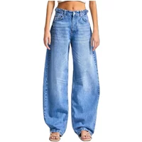 Hochtaillierte Baumwolle Wide Leg Jeans Damen It's Basic Skater