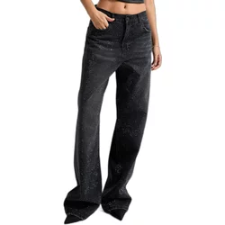 Women’S Mid-Rise Loose Jeans It's Basic Rhinestone