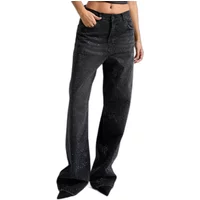 Damen Jeans mit mittelhoher Taille, lockere Passform It's Basic Rhinestone