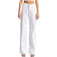 High Waist Straight Jeans Steinstoff Damen It's Basic Rhinestone Rhinestone