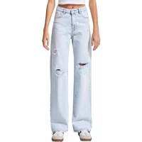 High Waist Straight Jeans mit zerrissenen Knie-Details Damen It's Basic