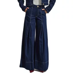 Women's High-Waisted Pleated Wide Leg Palazzo Jeans It's Basic