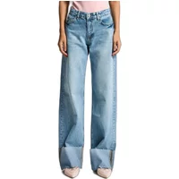 Jeans Straight mit umgeschlagenem Saum mittelhoch Taille Baumwolle Damen It's Basic
