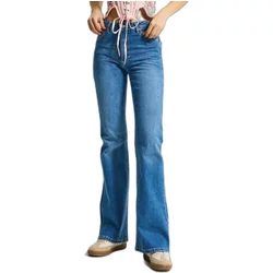 High Waisted Flattering Fitted Flare Jeans Women It's Basic