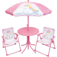 Tafel + 2 stoelen + meisjesparasol Jemini Licorne