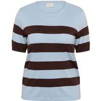 Gestreifter Pullover mit kurzen Ärmeln für Frauen KAFFE Curve Lizzy