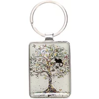 Rectangle key ring Kiub Bug Art Chat Arbre de Vie
