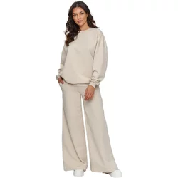 Women's Sweatshirt And Wide-Leg Trousers Set Makadamia
