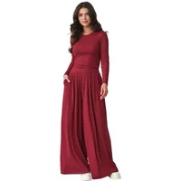 Langarm T-Shirt und weit geschnittene Hose für Frauen Makadamia