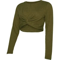 Langarm Crop Top T-Shirt Damen Mamalicious Meloni