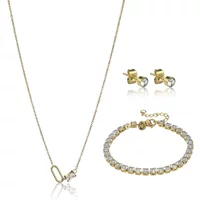 Stainless steel necklace and earrings for women Marc Lauder Bomarzo