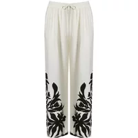 Blumenweite Leinenmischung Hose für Damen Mat Fashion
