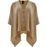 V-Ausschnitt-Bluse aus Crepe mit abfallenden Seiten für Damen Mat Fashion Airwashed