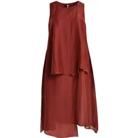 Ärmelloses Leinenmischkleid Damen Mat Fashion Layered