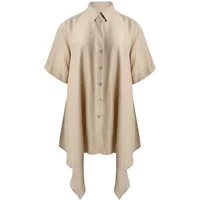 Asymmetrische Lange Bluse aus Mischleinen für Frauen Mat Fashion