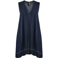 Ärmelloses V-Ausschnitt Kleid aus Viskose und Leinen Damen Mat Fashion