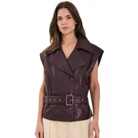 Women's sleeveless leather jacket Norr Petrie