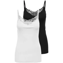 ONLY Women's Kira Lace Singlet 2 Pack Vest, Black and White, L UK ONLY Women's Kira Lace Singlet 2 Pack Vest, Black and White, L UK