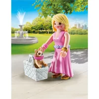 Jeux de construction dame +chihuahua et panier Playmobil