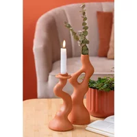 Organic swirl candleholder in polyresin Present Time Medium
