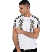 T-shirt round neck contrasting bands Project X Paris patch floral