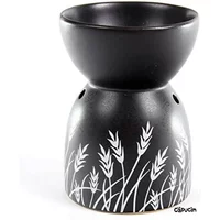 Black ceramic oil burner with wheat pattern Puckator