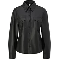 Damen tailliertes Blusenshirt aus Kunstleder QS